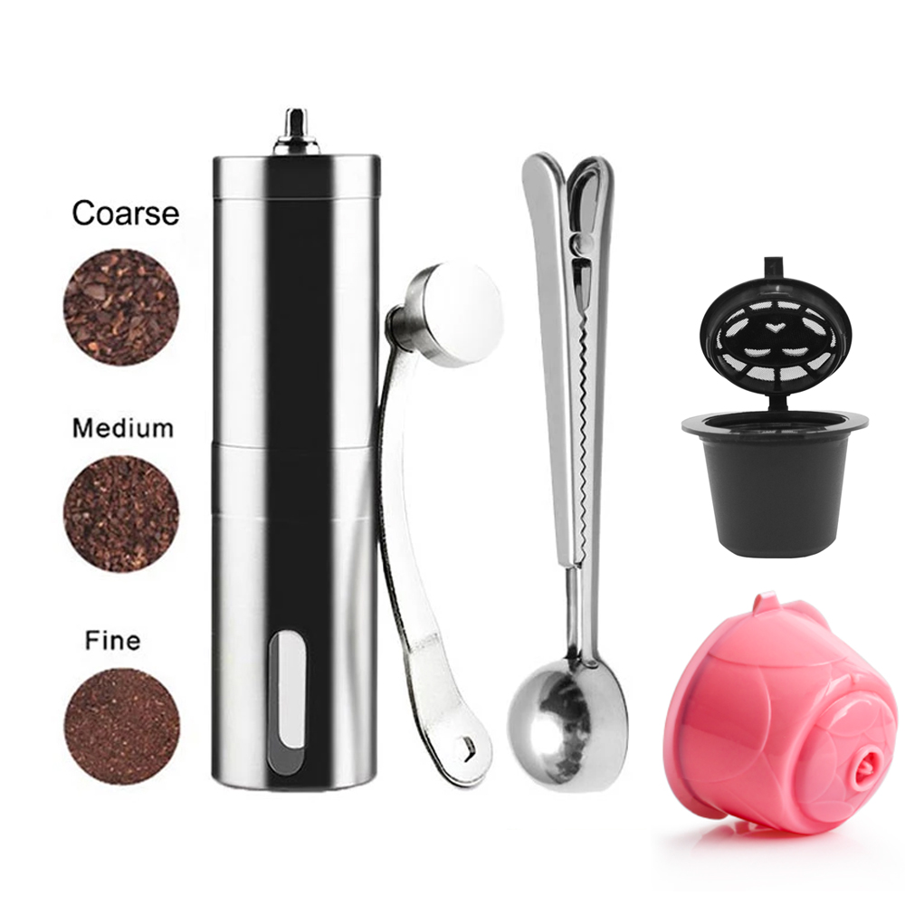 Burr Hand Grinder - Mini Macinacaffè Manuale in Acciaio Inox,